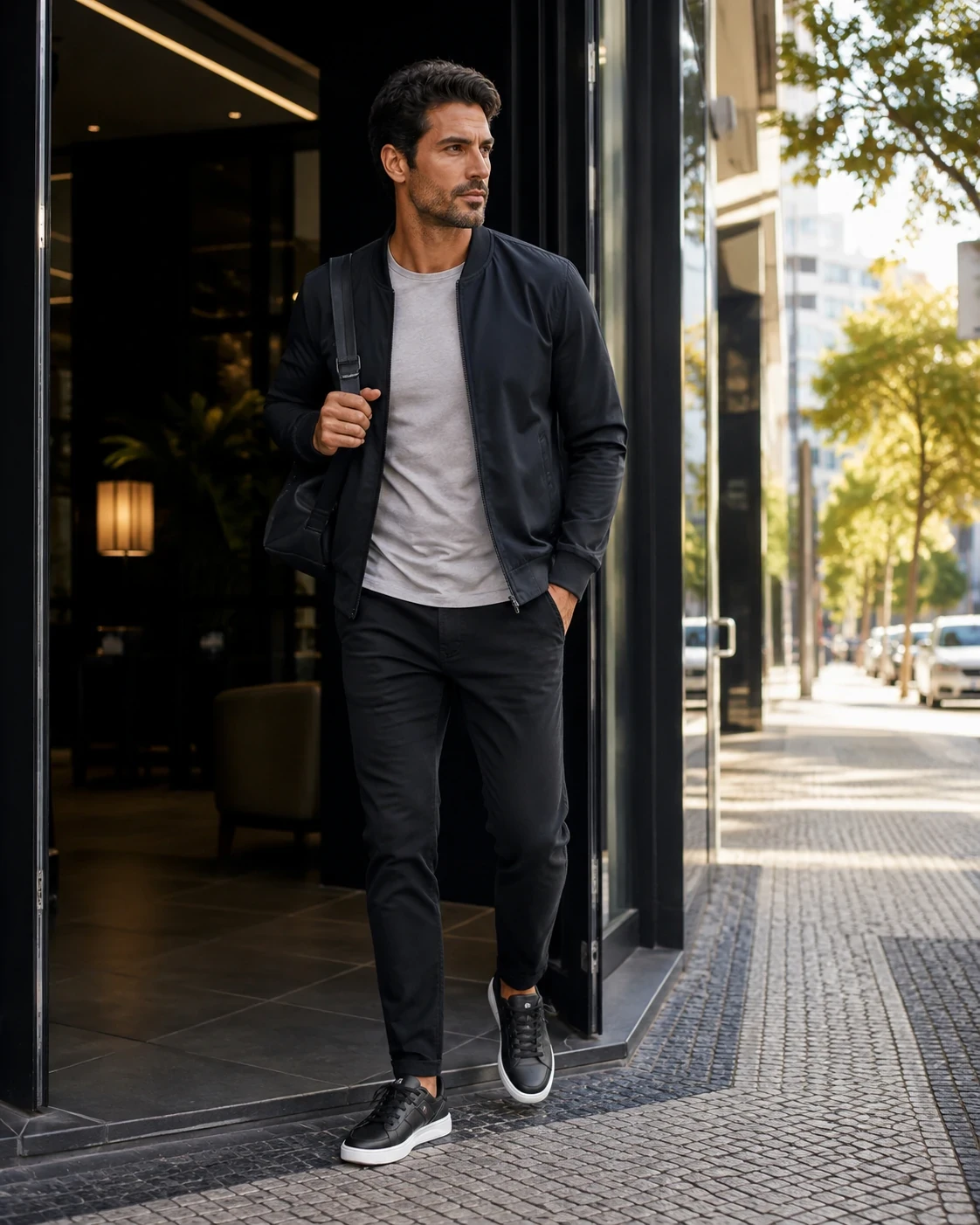 Detalhe do t&ecirc;nis masculino Walker Ferr com design robusto e acabamento confort&aacute;vel