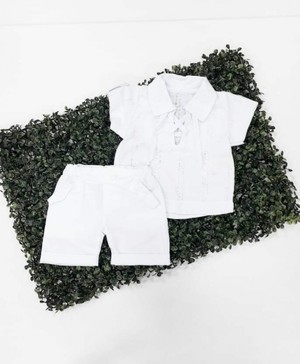 2203036 CONJUNTO OXFORDCAMISA BATA E SHORT BRANCO BELAFASE