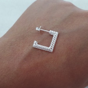  Brincos Quadrado M Vazado Prata