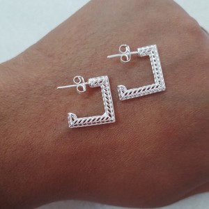  Brincos Quadrado G Vazado Prata