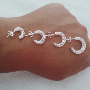 Quarteto de Brincos Coração Vazado Prata