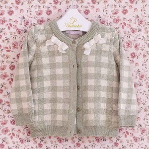 26037 CASAQUETO BABY TRICOT XADREZ LAÇO VERDE LAVANDA PMINI