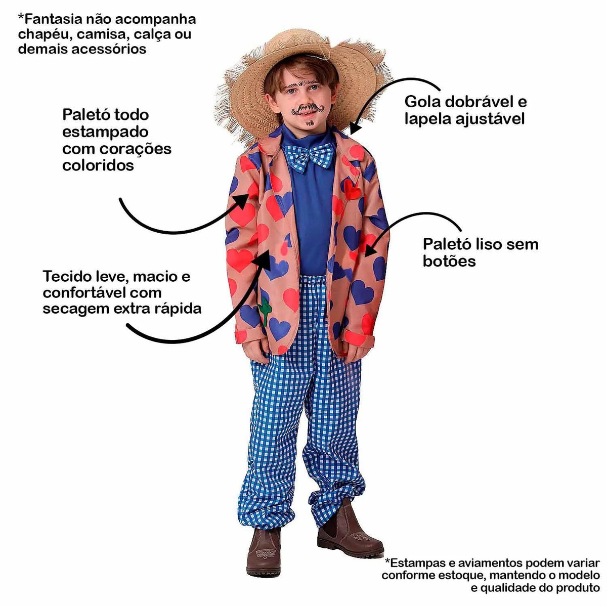 Colete Caipira Infantil CalÃ§a Caipira Festa Junina Masculina